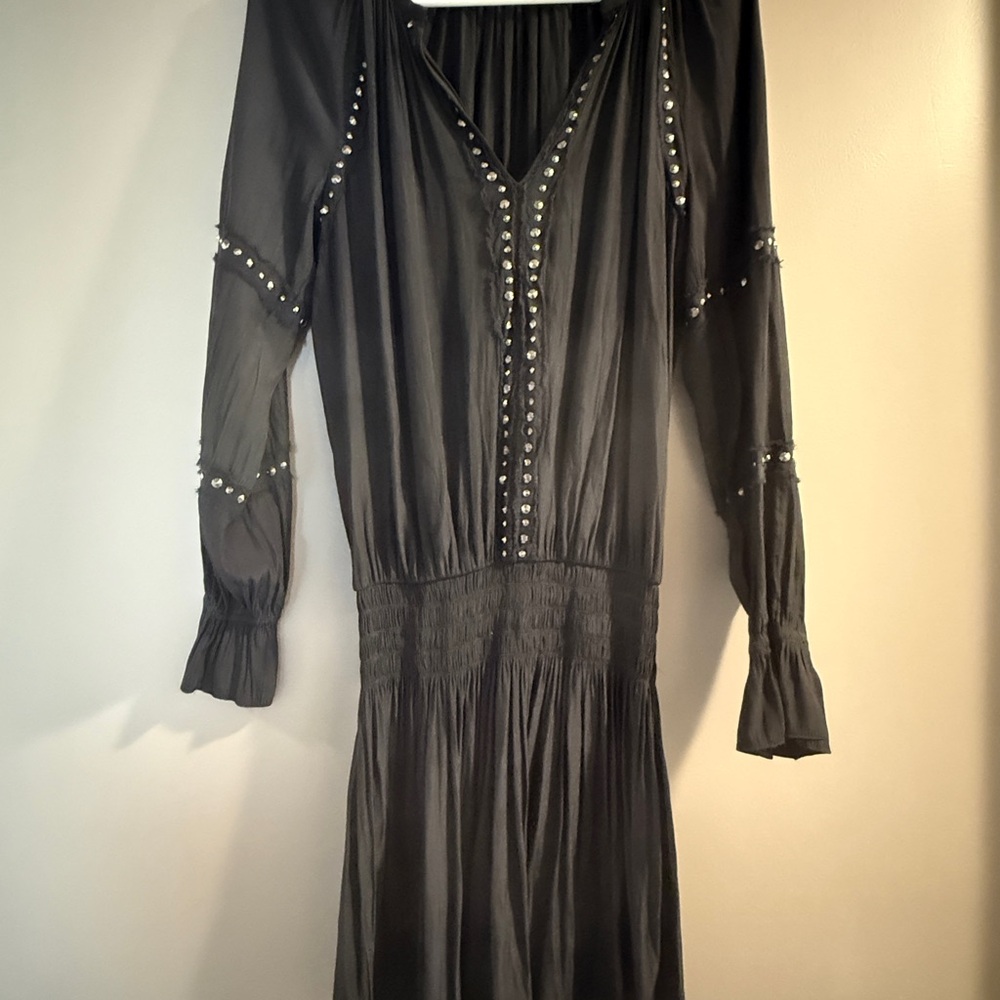 Ramy Brook Black Long Sleeve Dress with Studded Accents